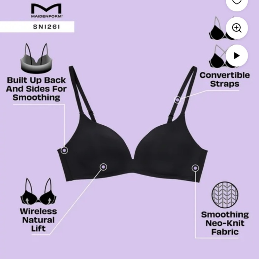 Maidenform Sweet Nothings Classic Black Bra size 34A {1025} - Picture 11 of 11